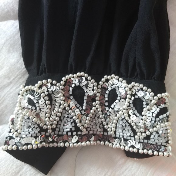 vintage 80s stunning elegant silk cocktail dress sequin🎈HOST PICK🎈 - Picture 7 of 14